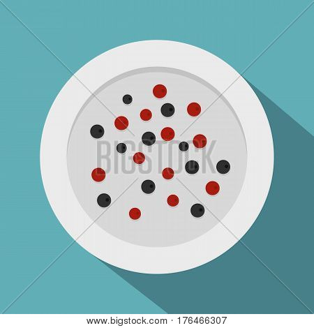 Red and black peppercorns icon. Flat illustration of red and black peppercorns vector icon for web isolated on baby blue background