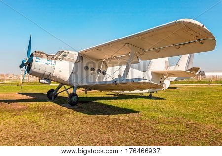 TOGLIATTI RUSSIA - MAY 3 2013: The Antonov An-2 is a Soviet mass-produced single-engine biplane at an field aerodrome