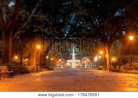 Historic Forsyth Park Fountain Savannah Georgia Us