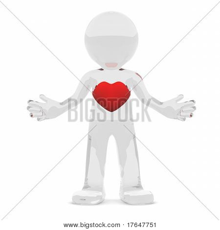 Personagens 3D com coração vermelho