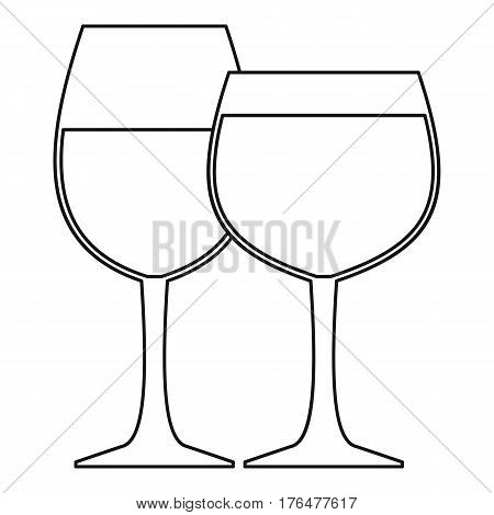 Two wine glasses icon. Outline illustration of two wine glasses vector icon for web
