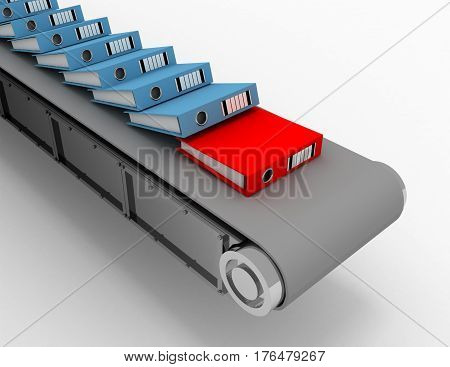 Automate document management system and office workflow process concept.3d illustration