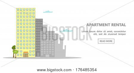 Hotel horizontal banner concept white. Cartoon illustration of hotel vector horizontal banner concept for web