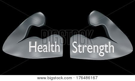 Pair of muscular arms outlines in metal with 