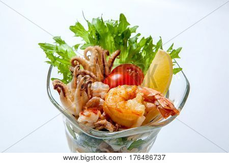 Seafood Cocktail - Fried Shrimp And Octopus