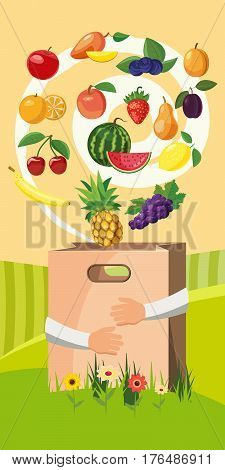 Food vertical banner concept. Cartoon illustration of food vector vertical banner concept for web