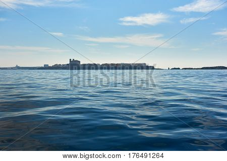 Island of Tabarca. Waterside view to the coast. Province of Alicante. Spain