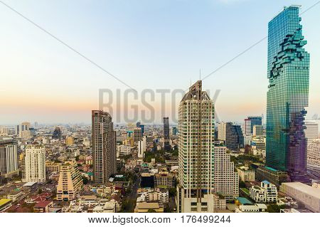 Bangkok Skyline Mahanakorn Building Cityscape Sunset