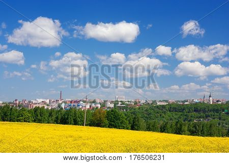 Russian city Kaluga at beautiful day. Beautiful russian landscape Kaluga city.