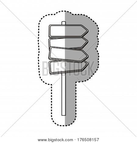 sticker silhouette multidirectional metallic plaque road sign vector illustration