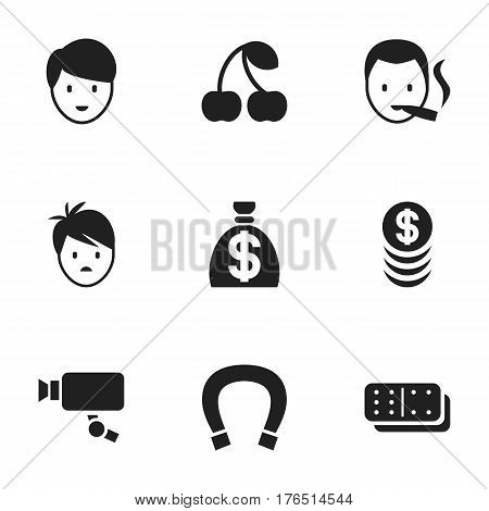 Set Of 9 Editable Game Icons. Includes Symbols Such As Boy, Bones Game, Luck Charm And More. Can Be Used For Web, Mobile, UI And Infographic Design.
