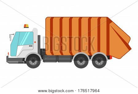 Garbage removal dustcart truck icon. Litter dust cart or waste cleaner machine vector isolated flat icon