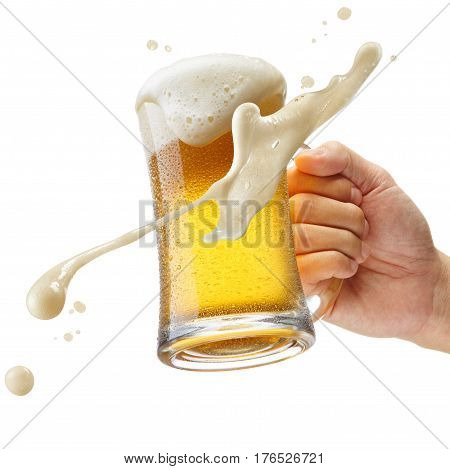 hand holding a mug of beer toasting
