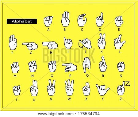 The white hands are doing alphabet sign language.