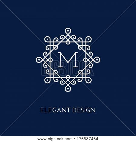 Simple and elegant monogram design template with letter M. Vector illustration.