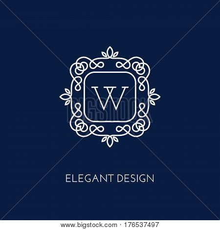 Simple and elegant monogram design template with letter W. Vector illustration.
