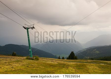 Summer landscape in Gerlitzen AplsAustria.Ski resort before storm.
