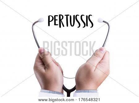 Pertussis  Doctor Hand Working Professional Medical Concept