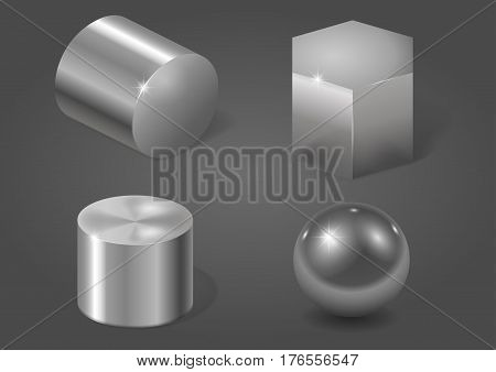 Set of different metal shapes. Vector graphics