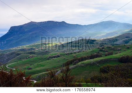 Beautiful mountains cloudy view, Sunset at a bosnian mountains