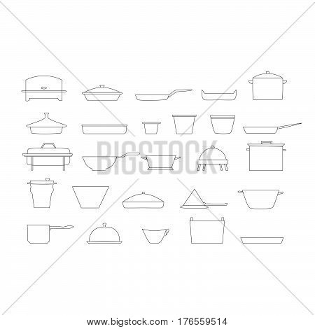 Minimalist kitchen dishes vector. Restaurant essentials icon set.