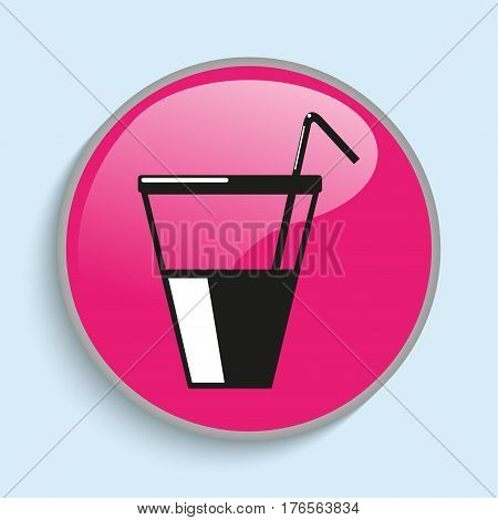 Drink in a glass with a straw. Vector icon. Conditional vector image in the form of color.