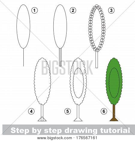 Vector kid educational game to develop drawing skill with easy game level preschool kids education. Funny drawing school. Drawing tutorial for Poplar.