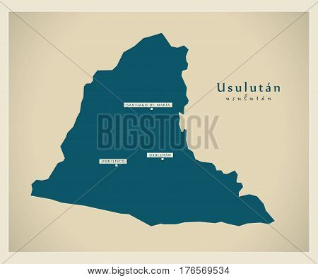 Modern Map - Usulutan Sv Illustration Silhouette