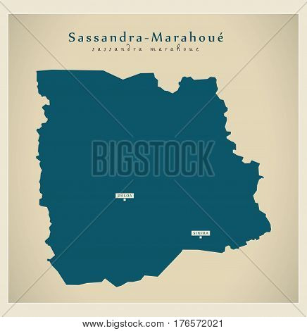 Modern Map - Sassandra-marahoue Ci Illustration Silhouette