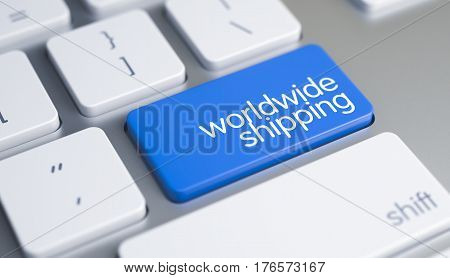 Online Service Concept with Blue Enter Key on the Modern Keyboard: Worldwide Shipping. Business Concept: Worldwide Shipping on the Laptop. 3D Illustration.