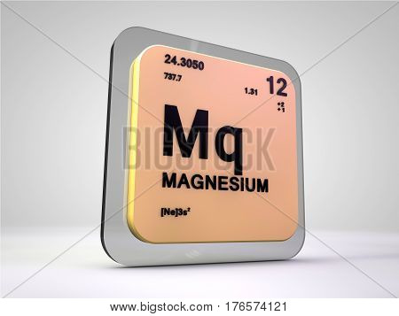 magnesium - mq - chemical element periodic table 3d render