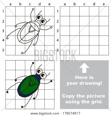 Copy the picture using grid lines. Easy educational game for kids. Simple kid drawing game with Chafer.