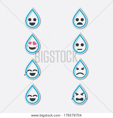 drop water emoticons set with many ekspression for campaign or personal design resources