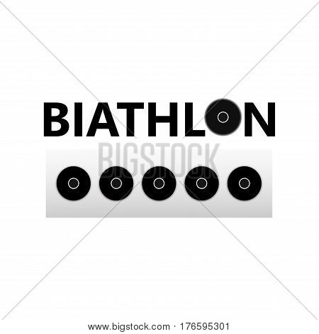 Black icon with text Biathlon and targets isolated on white background