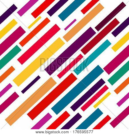Vector Seamless Parallel Diagonal colorful Lines Pattern isolated on white Background
