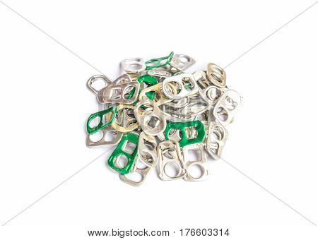 Ring pull of aluminum on white background