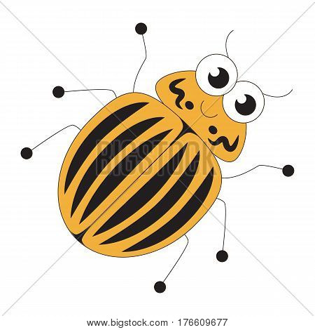 Colorado potato beetle cartoon. Outlined character with black stroke.
