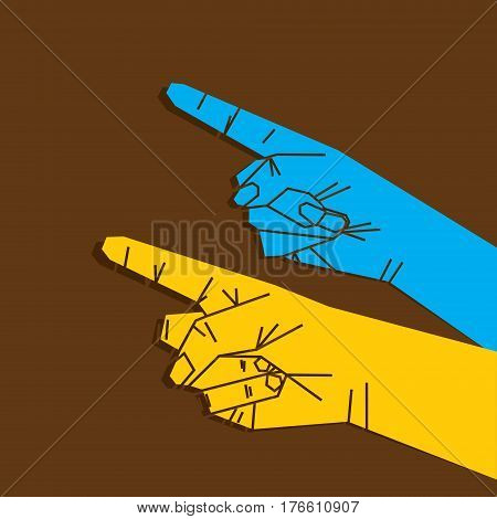 two hand forefinger pointing both finger pointing on same direction