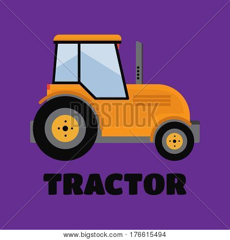 Tractor. Farmer machine in flat style illustration