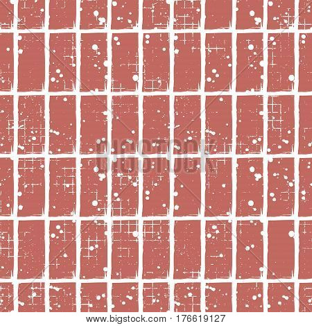 Seamless Vector Checkered Pattern. Creative Geometric Pastel Background With Rectangles. Grunge Text