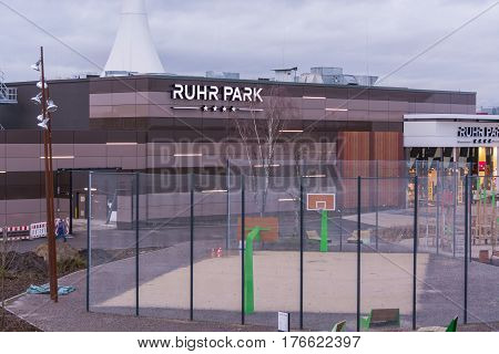 BOCHUM NRW GERMANY - JANUARY 11 2016: Exterior entrance to the shopping center Ruhr Park in Bochum. The shopping center Ruhr Park in Bochum is one of the largest in Germany.