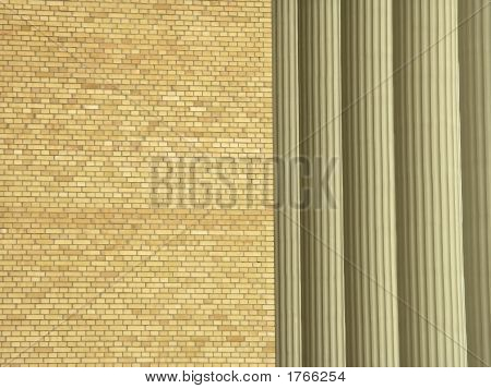 Bakstenen muur en pijlers