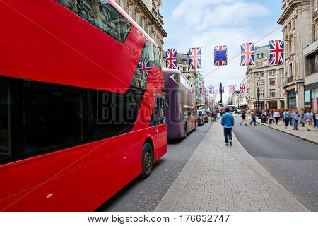 London bus Oxford Street in UK England