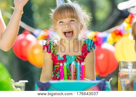 Happy Girl And Birthday Cake