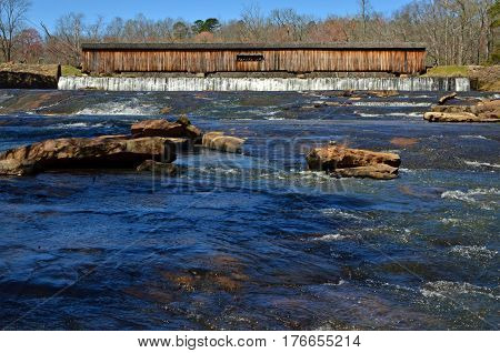 Covered bridge at Watson Mill State Park in Comer, Georgia