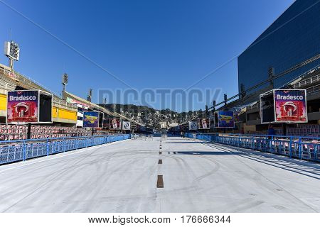 Rio de Janeiro, Brazil - February 15, 2017: Marques de Sapucai Sambadrome is getting ready for the carnival party.
