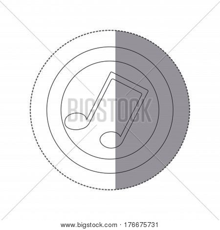 sticker silhouette circular frame with musical note vector illustration