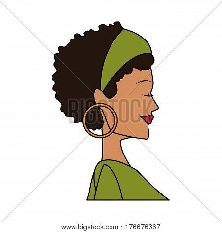 beautiful olive skin young woman with curly black hair icon image vector illustration design