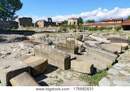 Old Stones In Alaverdi Monastery At Alazani Valley. Kakheti Region. Georgia