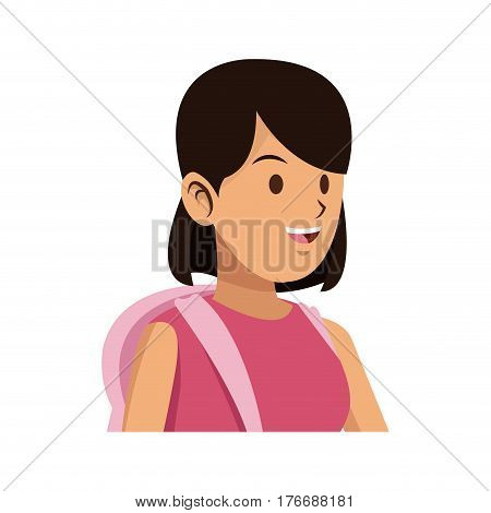 youngwoman with pink shirt cartoon icon over white background. colorful design. vector illustration
